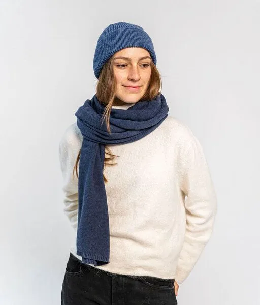 obumi obumi Strickschal aus Bio Baumwolle, Blue melange, – Produktbild 3 von 4