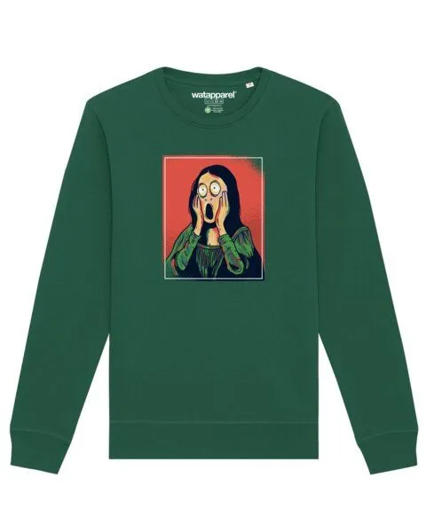 watapparel watapparel Sweatshirt Unisex Mona Lisa Scream, Bottle green, – Produktbild 1 von 4
