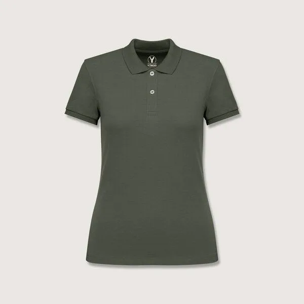 YTWOO YTWOO Damen Piqué-Poloshirt Midweight, Organic khaki, – Produktbild 1 von 2