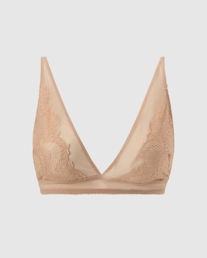 Understatement Understatement Damen vegan Bralette Plunge Spitze Warm Beige, Beige, – Produktbild 1 von 2