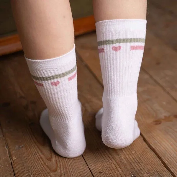 Vresh Clothing Vresh Clothing Vresh Verliebt - Tennis Socken aus Biobaumwoll-Mix, Weiß/grün/rosa, – Produktbild 1 von 4