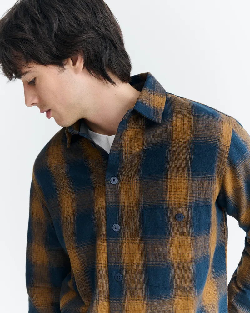 thinking mu Thinking MU Herren vegan Overshirt Theo Navy Kariert, Blau, – Produktbild 1 von 2