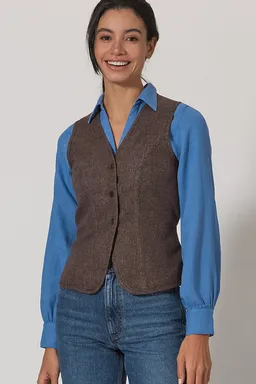 HempAge Hempage Damen vegan Weste Aus Twill Mokkabraun – Produktbild 1 von 1