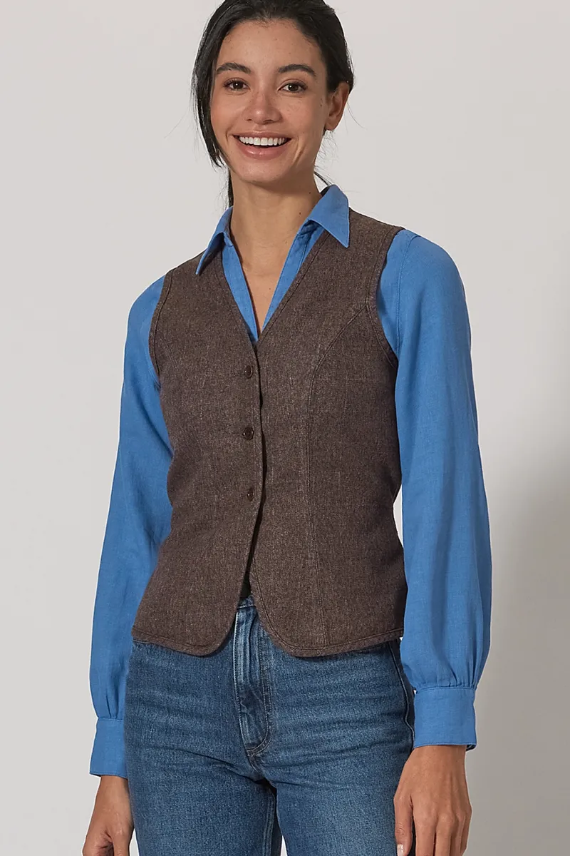 HempAge Hempage Damen vegan Weste Aus Twill Mokkabraun, Braun, – Produktbild 1 von 2