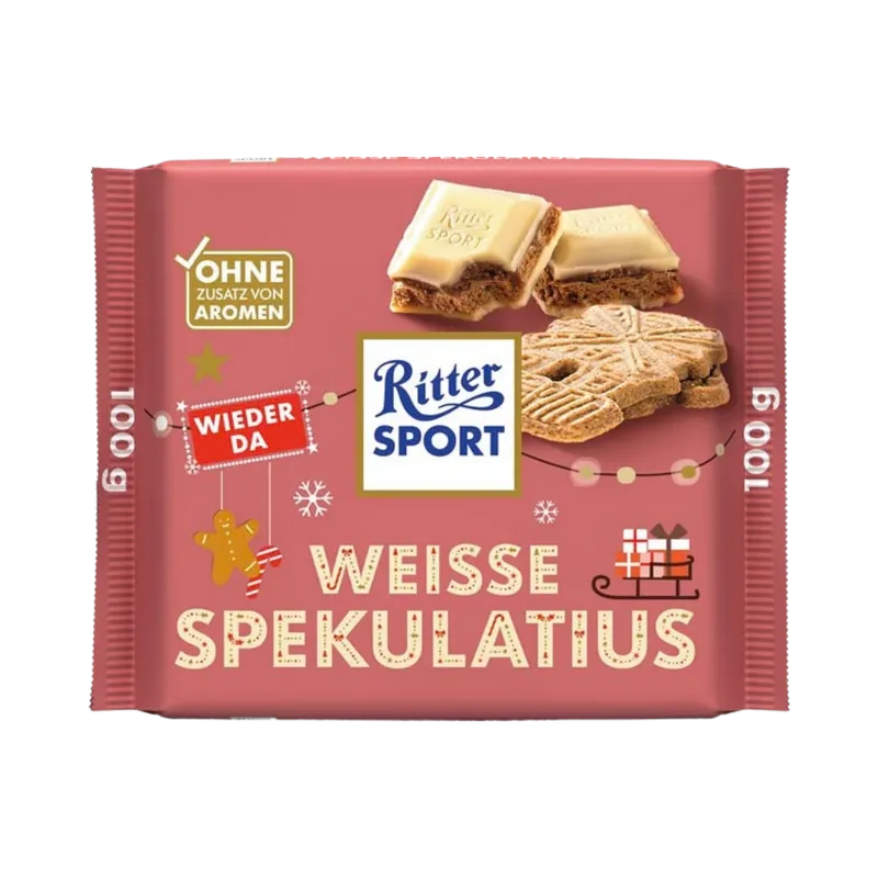 Ritter Sport Ritter Sport Schokolade, Ritter Sport Weisse Spekulatius gefüllte weiße Schokolade Packung 100g – Produktbild 1 von 3