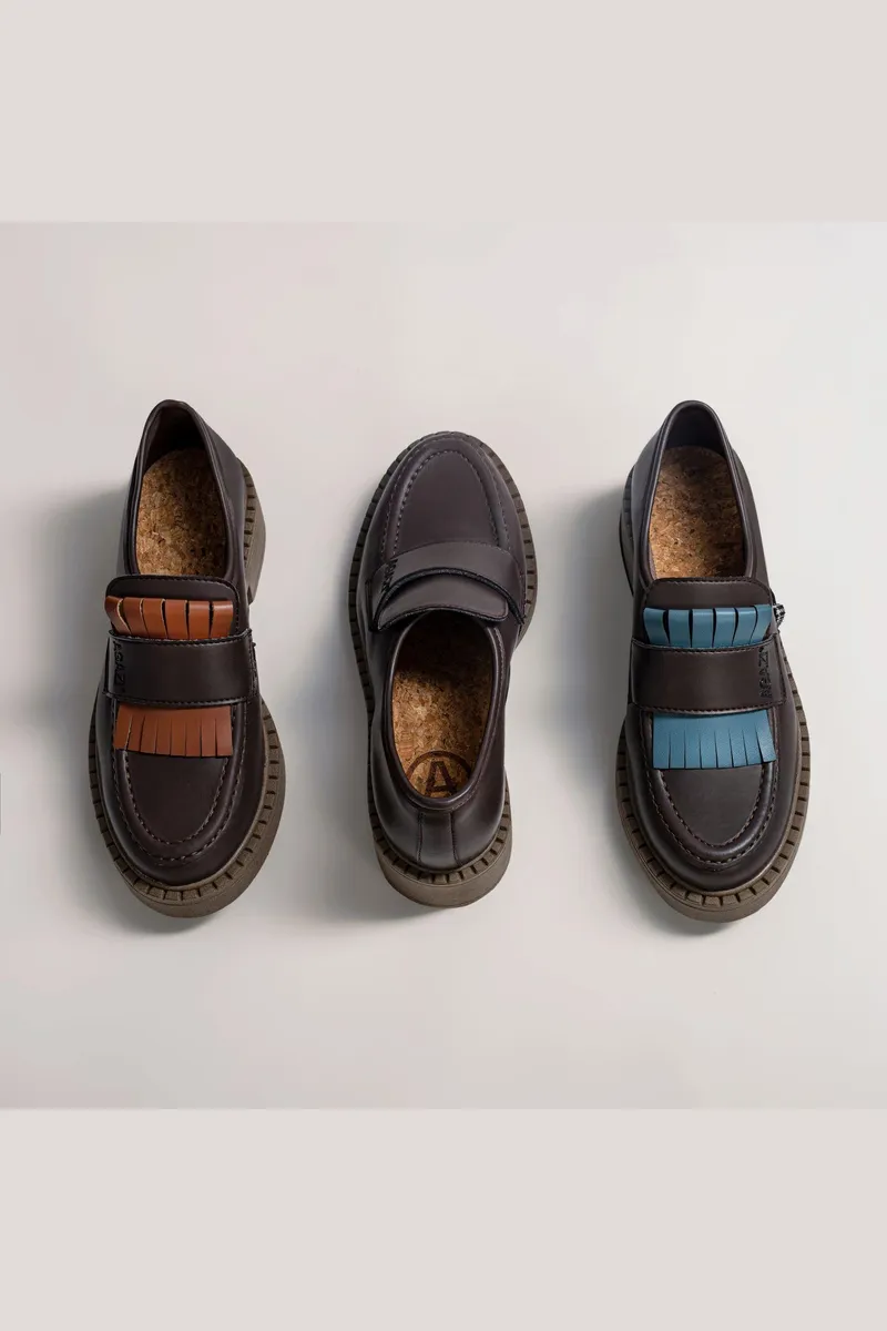 AGAZI AGAZI Damen vegan Loafer 3 In 1 Diane Dunkle Sohle Schokobraun, Dunkelbraun, – Produktbild 2 von 2