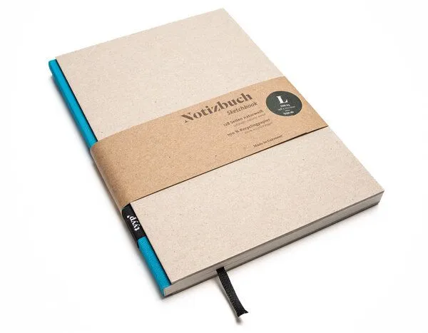 tyyp tyyp Notizbuch A5 – 100% Recyclingpapier – handmade in Germany – BerlinBook, Türkis, – Produktbild 1 von 4