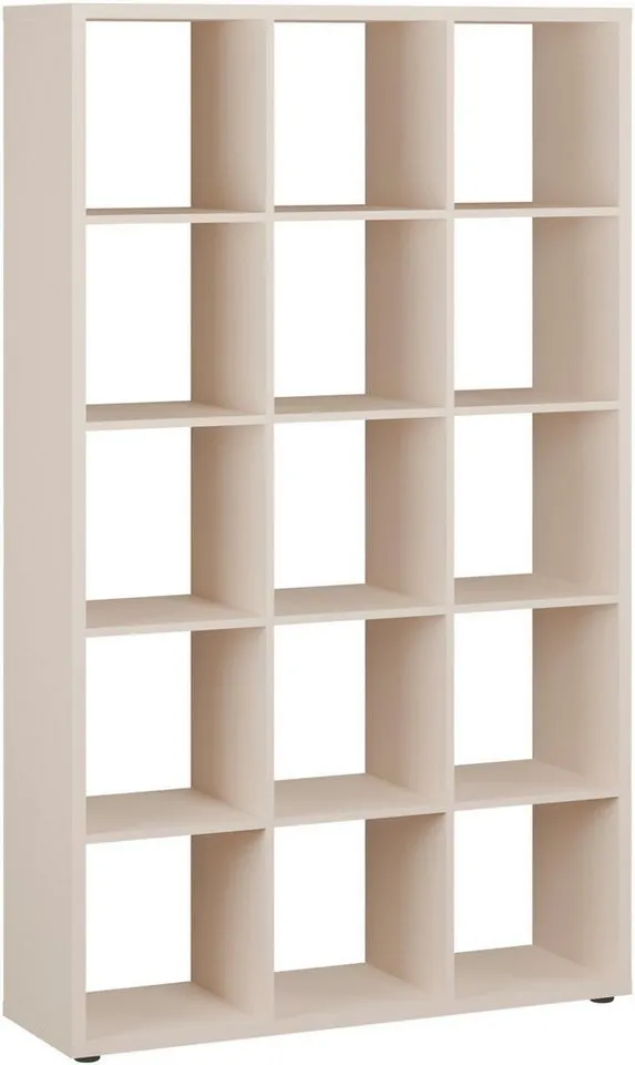 FORTE Standregal Mauro, Raumteiler, sorgt für Stil und Ordnung, 5 Fächer, Jedes Fach ist bis zu 5 kg belastbar, Fachgröße 33x33cm, Beige, – Produktbild 2 von 8