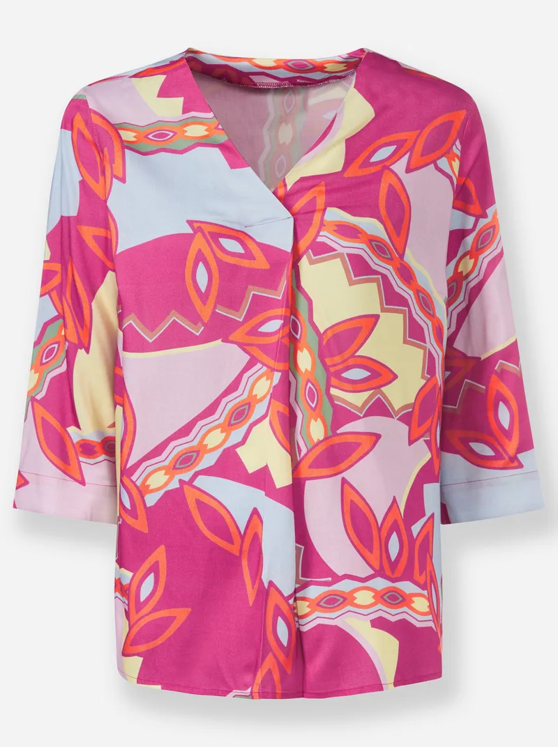 heine Druckbluse, Orange-fuchsia-bedruckt, – Produktbild 2 von 2