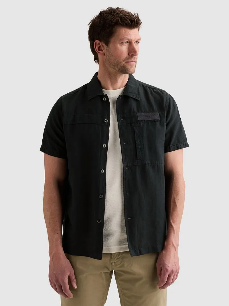 PME Legend PME Legend Short Sleeve Hemd Cotton Linen Navy - Größe XL, Dunkelblau, – Produktbild 1 von 5