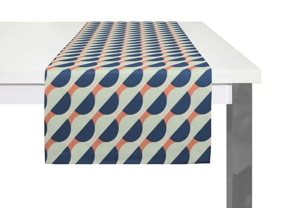 Nature by Adam Nature by Adam Tischläufer aus 100% Bio-Baumwolle - Made in Germany - Circles, Blau, – Produktbild 2 von 4