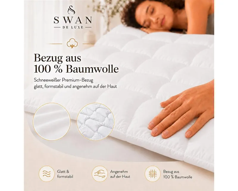 SEI Design Microfaserbettdecke SWAN de Luxe Winterbettdecke Bettdecke Decke Baumwolldecke vegan, Füllung: 100% Polyester, Bezug: 100% Baumwolle, Vegane Alternative zu Daunen, Weiß, – Produktbild 4 von 5