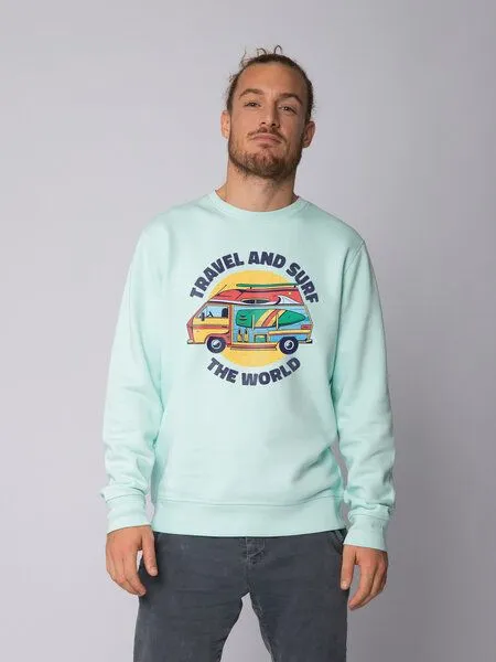 watapparel watapparel Sweatshirt Unisex Travel and surf, Caribbean blue, – Produktbild 2 von 4