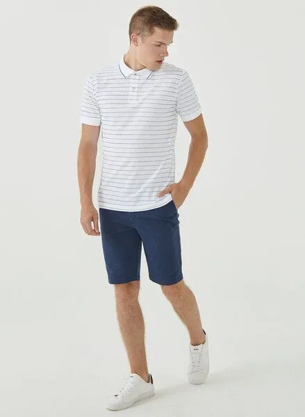 ORGANICATION ORGANICATION Gestreiftes Poloshirt aus Bio-Baumwolle, White, – Produktbild 2 von 4