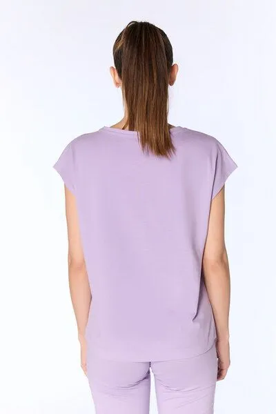 Leela Cotton Leela Cotton Damen Oversize T-shirt Bio-Baumwolle Kurzarmshirt 4416, Viola, – Produktbild 2 von 2