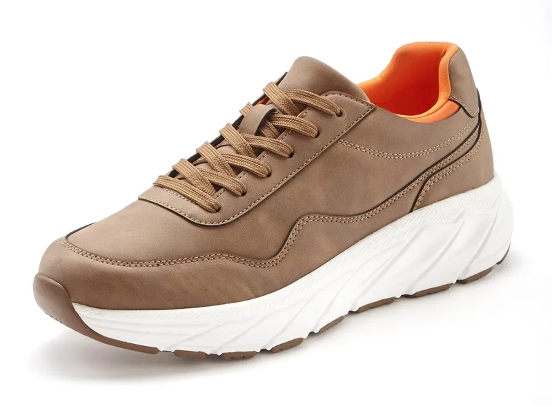 John Devin John Devin Schnürschuh, Freizeitschuh, Schnürhalbschuh, Halbschuh, Turnschuh Sneaker mit kontrastfarbenem Innenfutter Unisex VEGAN, Braun, – Produktbild 1 von 4