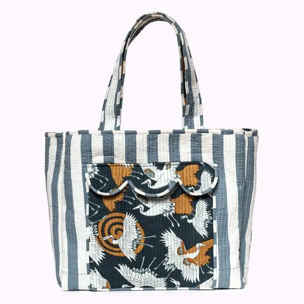 KIKOONI KIKOONI handgefertigter XL Shopper, Grey krane, – Produktbild 3 von 4