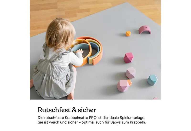 Ehrenkind Spielmatte Krabbelmatte Pro, rutschfeste Babymatte, Spielmatte (Exzellenter Schutz beim Spielen & Toben, Warm, isolierend & weich, 180x120 cm), Extra dick und soft, Made in Germany, Oeko-Tex 100, Spielmatte Baby, Blau|grau, – Produktbild 3 von 5