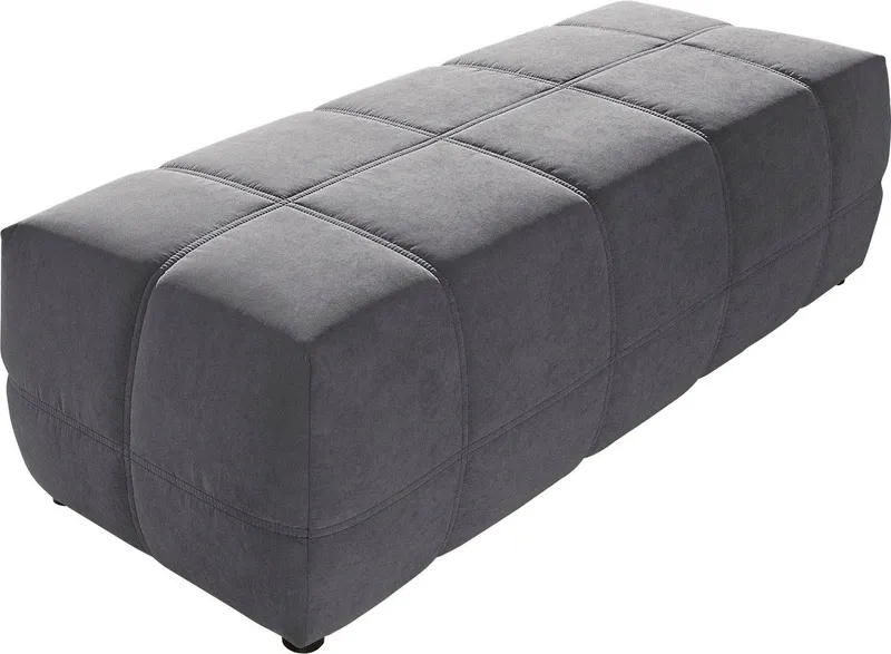 DOMO collection Hocker BRANDON, komfortabel, große Ausführung passend zu "Brandon", auch in Cord, Grau, – Produktbild 3 von 8
