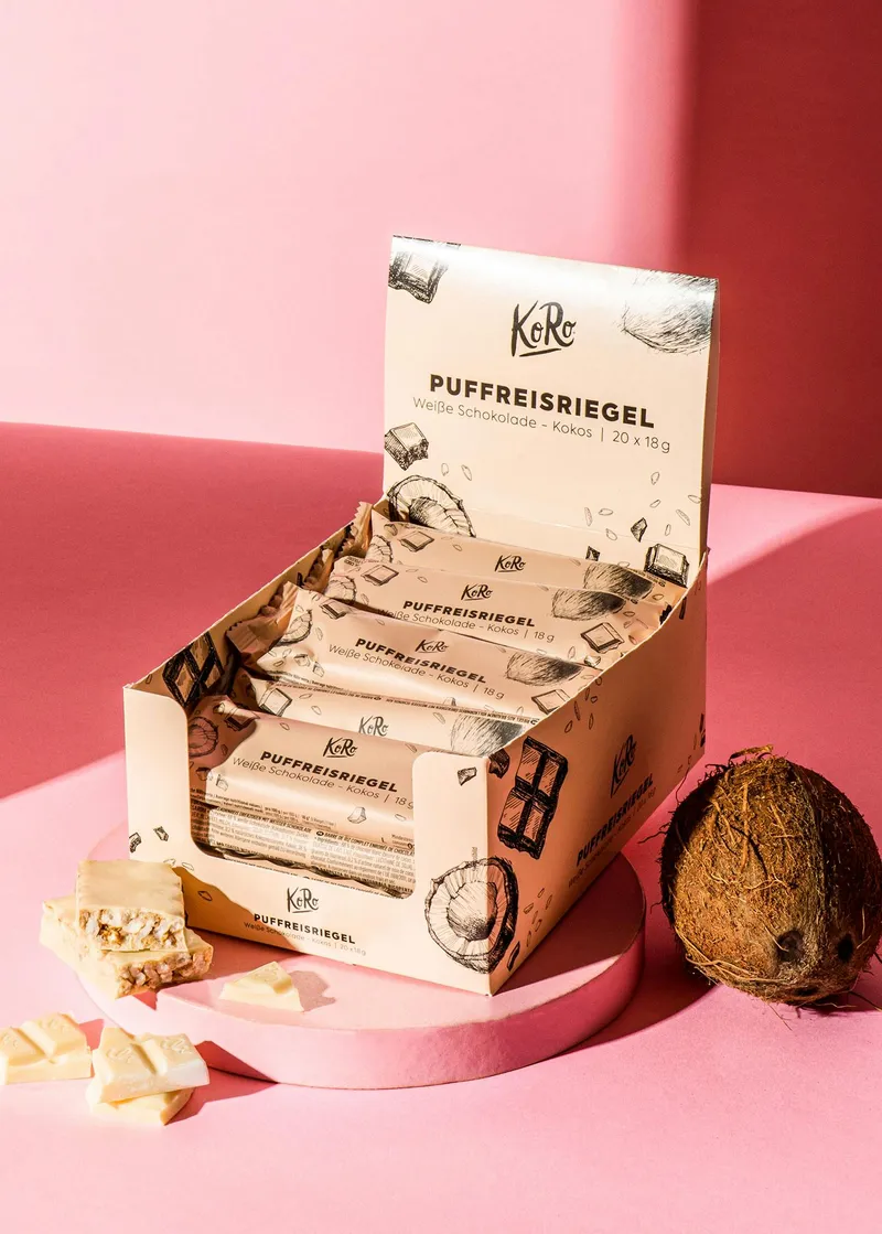 KoRo Puffreisriegel in weißer Schokolade mit Kokos 20 x 18 g – Produktbild 2 von 4
