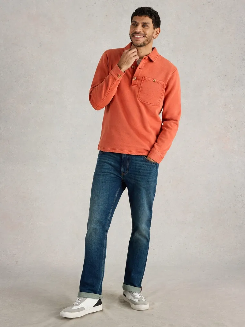 White Stuff Longsleeve Polohemd Brampton - S, Dunkelorange, – Produktbild 2 von 4