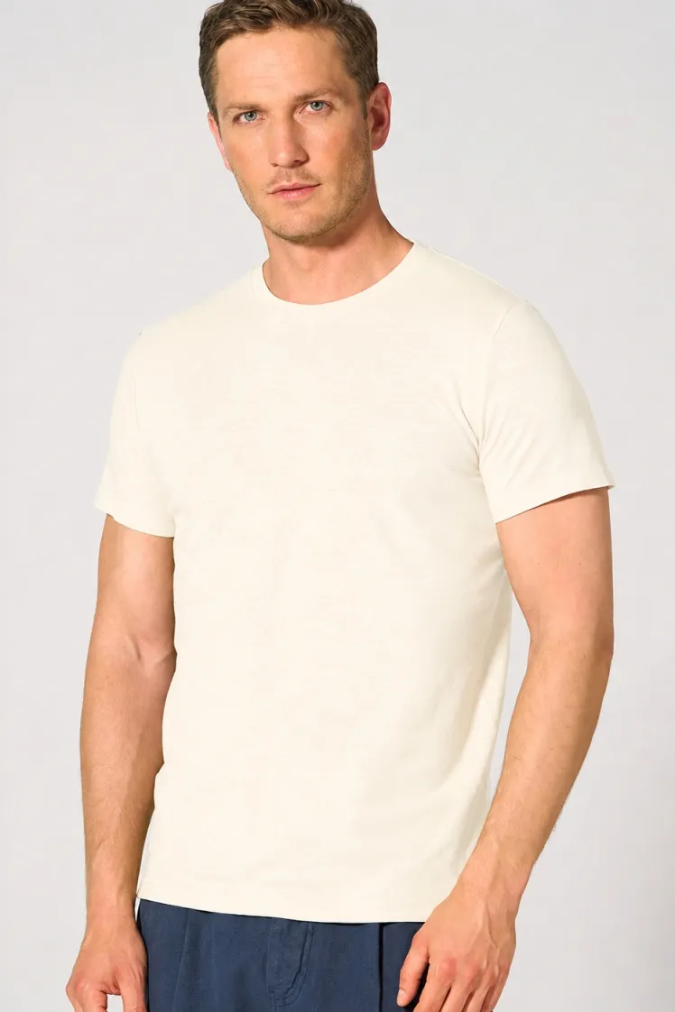 HempAge Hempage Herren vegan T-Shirt Slim Fit Cremefarben, Weiß, – Produktbild 2 von 2