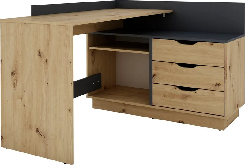 OTTO home Eckschreibtisch Bexley, mit viel Stauraum, Breite 129 cm, rechts oder links montierbar, Beige, – Produktbild 8 von 8