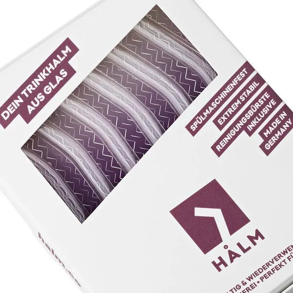 HALM HALM Glasstrohhalme 6x 15 cm (gebogen) + Reinigungsbürste – Produktbild 2 von 4