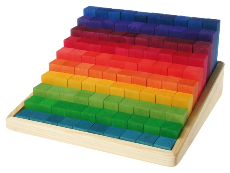 Grimms Grimms Stufenzählstäbe aus Lindenholz, 101-teilig, bunt lasiert Maße 22,5 x 22,5 cm, Höhe 11 cm, Mehrfarbig, – Produktbild 1 von 2
