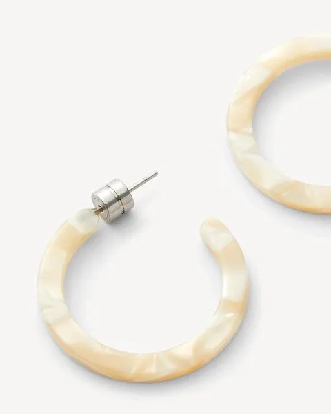 JAN N JUNE JAN N JUNE Machete Runde Ohrringe Mini Hoops aus Acetat, Beige (ivory), – Produktbild 2 von 4