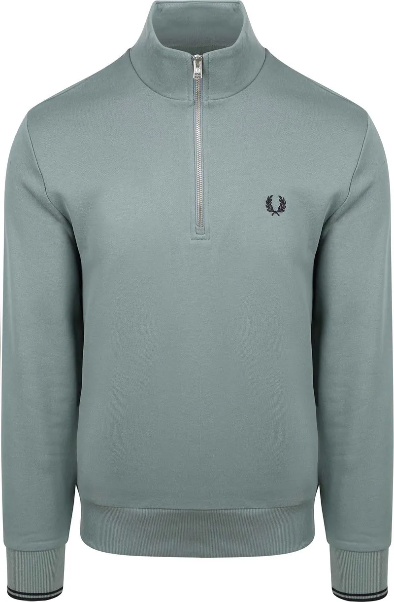 Fred Perry Fred Perry Half Zip Pullover Blau - Größe M, Grün, – Produktbild 1 von 5