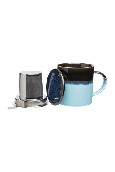 Tranquillo Tranquillo Tasse mit Teesieb INDUSTRIAL 410 ml, Blau, – Produktbild 3 von 6