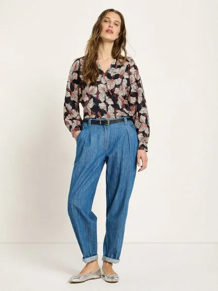 LANIUS LANIUS Bluse mit Kräuseln (GOTS) aus Bio-Baumwolle, Print bloom onyx, – Produktbild 4 von 4