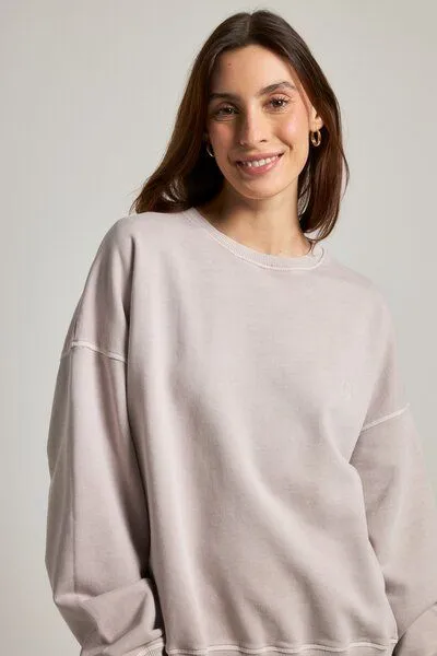 Trendsplant Trendsplant Women's Essential Pigment Heavyweight Oversized Sweatshirt Island Fossil, Grau, – Produktbild 1 von 4