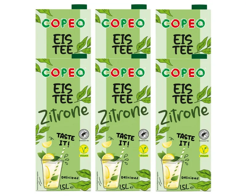 Copeo Tee, COPEO Eistee Zitrone koffeinhaltiges Teegetränk 1500ml 6er Pack – Produktbild 1 von 3