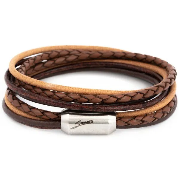 Simaru Simaru Echtleder- /Wickelarmband für Damen & Herren mit Magnetverschluss, Hellbraun, – Produktbild 1 von 5