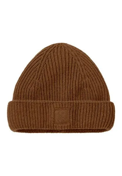 hessnatur hessnatur Strickmütze aus Bio-Merinowolle mit recycelter Wolle und Bio-Baumwolle, Bernsteinbraun, – Produktbild 2 von 3
