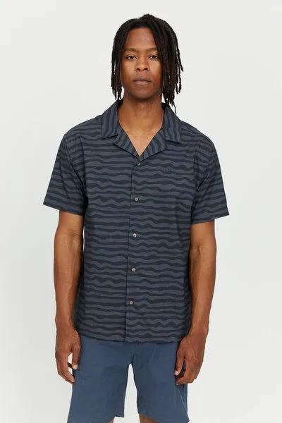 Mazine Mazine Lockeres Hemd - Paia Shirt - aus Biobaumwolle, Blau (ink blue/printed), – Produktbild 1 von 4