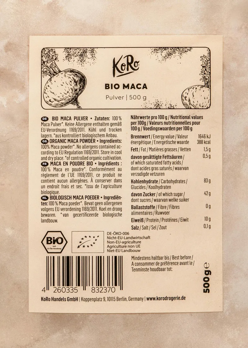 KoRo Bio Maca Pulver 500 g – Produktbild 4 von 5