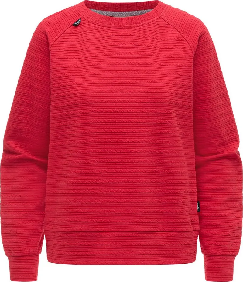ragwear ragwear Rundhalspullover Joann Crepe Leichter Pullover mit gestreifter Prägung, Rot, – Produktbild 2 von 4
