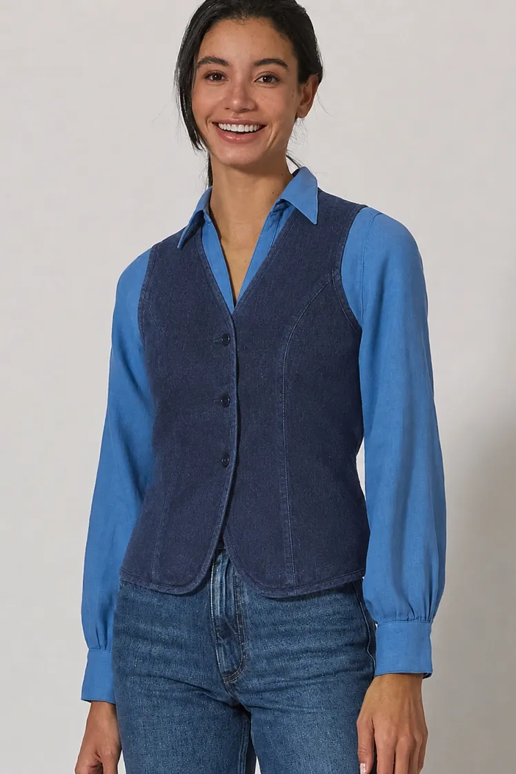 HempAge Hempage Damen vegan Weste Aus Twill Marineblau, Blau, – Produktbild 1 von 2