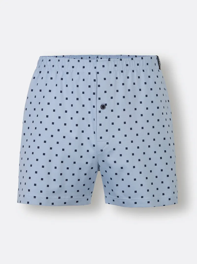 Witt Boxershorts bleu-bedruckt + marine-kariert, Bleu-bedruckt + marine-kariert, – Produktbild 1 von 3