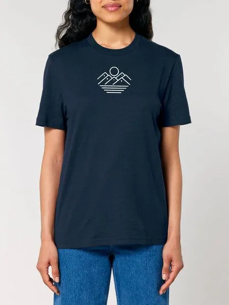 Human Family Human Family Bio Unisex Rundhals T-Shirt "Mountain Silhouette", Navy, – Produktbild 1 von 2