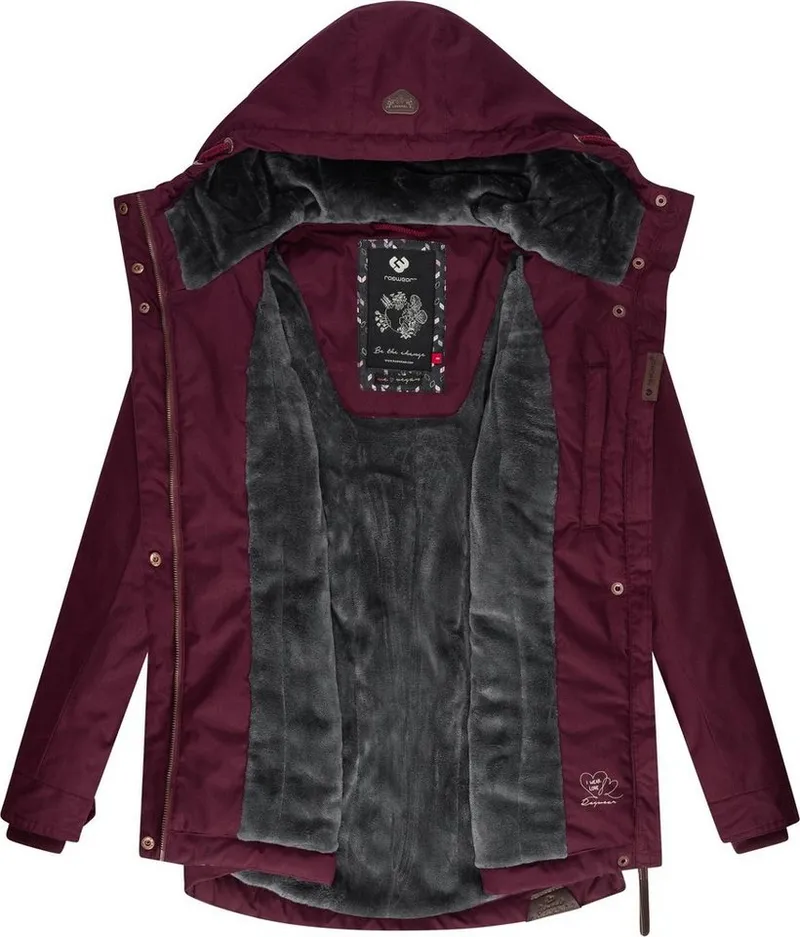 ragwear ragwear Winterjacke Monade Damen Winterparka mit Kapuze und m. Fleece gefüttert, Rot, – Produktbild 1 von 5