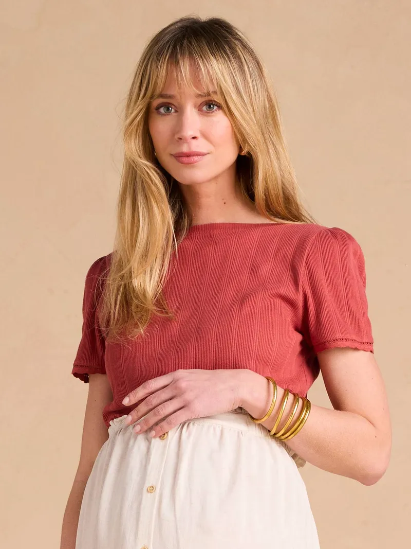 Envie De Fraise Umstandsshirt mit Rückenausschnitt ENVIE DE FRAISE, Terrakotta, – Produktbild 2 von 4