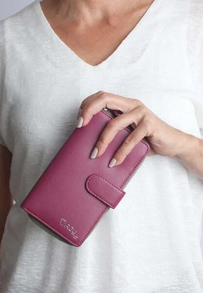Vargu Vargu Echtleder Geldbörse SABA 1-A, Cranberry-sage green, – Produktbild 3 von 4
