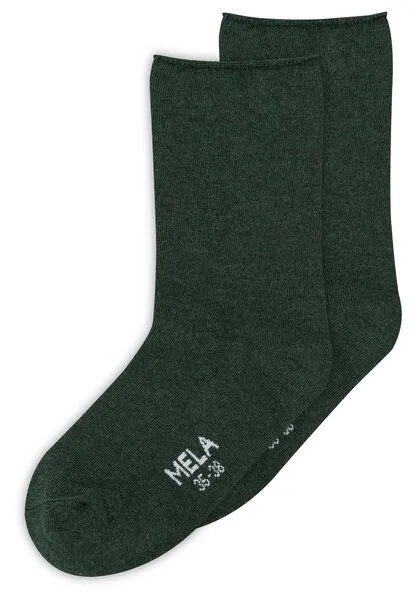 MELA MELA Rollsaum Socken 2 Paare aus 100% Bio-Baumwolle, Deep forest melange, – Produktbild 1 von 1