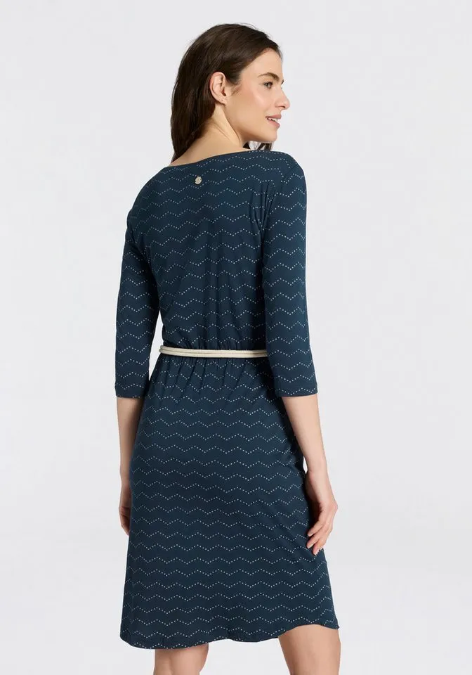 ragwear ragwear Jerseykleid LILITHA ZIG ZAG O mit Taillen-Bindegürtel, Grün, – Produktbild 2 von 5
