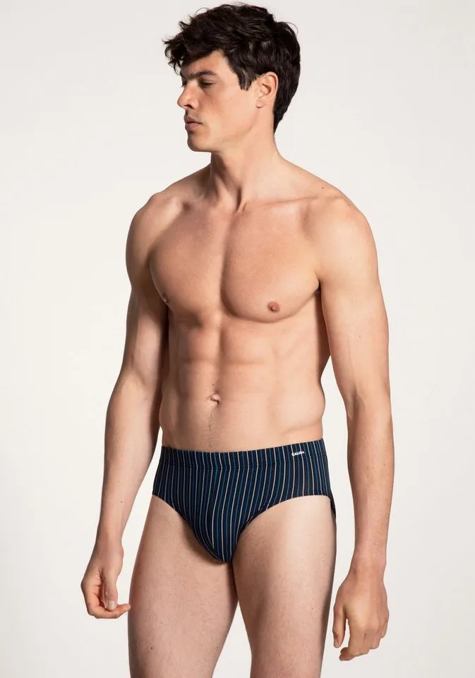 CALIDA CALIDA Slip Cotton Code weicher Elastikbund, Baumwollmix, Streifen-Design, Schwarz, – Produktbild 4 von 5