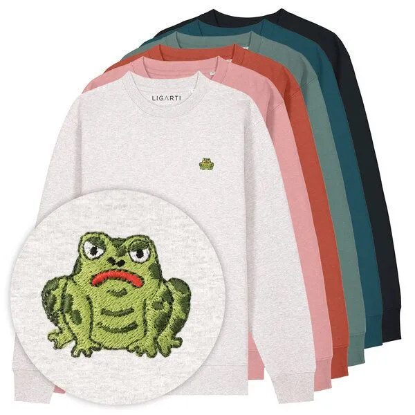 LIGARTI Bestickter Pullover – Gretel die Kröte – LIGARTI Tiermanufaktur, Hellgrau, – Produktbild 2 von 3